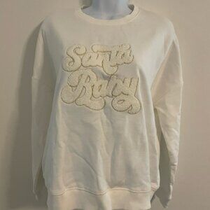 Cupcakes and Cashmere "Santa Baby" Ivory Sweatshirt-Size Small oversized NWT